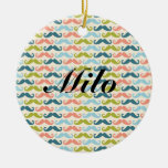 Multi-color Mustache Personalized Ornament