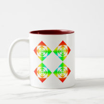 Multi-Color Rainbow Flowers. On White. Coffee Mugs
