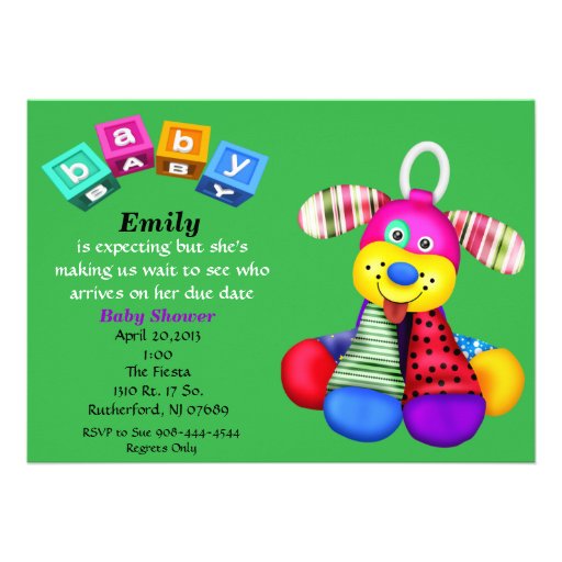 Multi-Color Toy Dog Baby Shower Invitation