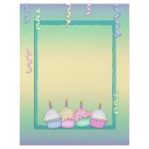 Multi-colored Birthday Cupcakes Letterhead by StarStock Multi-colored Birthday Cupcakes Letterhead