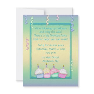 Multi-colored Cupcake Birthday invitation