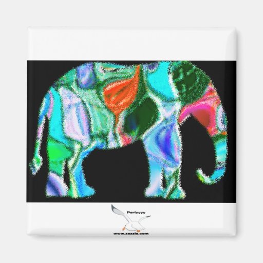 Multi Colored Elephant 2 Inch Square Magnet | Zazzle