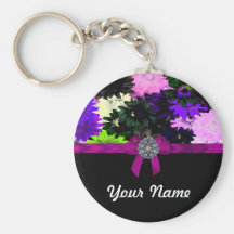 Multi-colored floral key chains