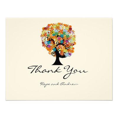 Multi Colored Flower LoveTree Wedding Thank You Custom Announcement