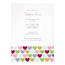 Multi Colored Hearts Valentine's Party Invitation
