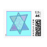 Multi-colored Jewish Star Postage Stamp
