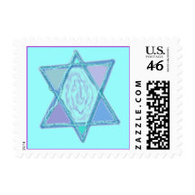 Multi-colored Jewish Star Postage Stamp