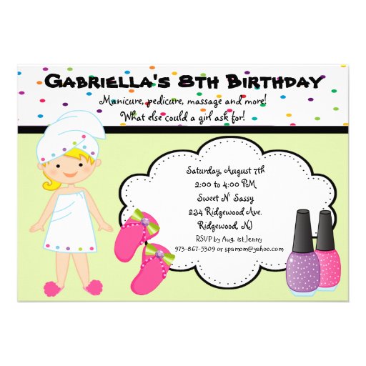 Multi Colored Polka Dot Girls Spa Invite
