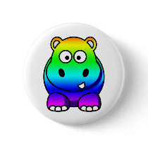 Multi Colored , Rainbow Hippo buttons