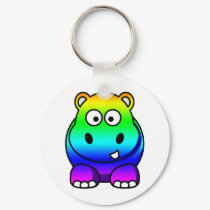 Multi Colored , Rainbow Hippo keychains