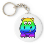 Multi Colored , Rainbow Hippo keychains