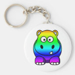 Multi Colored , Rainbow Hippo Keychains