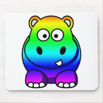 Multi Colored , Rainbow Hippo mousepads