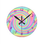 Multi-Colored Rainbow Twirl Round Wallclocks