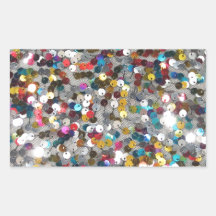 Multi Colored Sequin Customize Add Text Rectangular Stickers