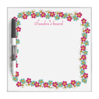 Multi-Colored Whimsical Floral Dry Erase Board