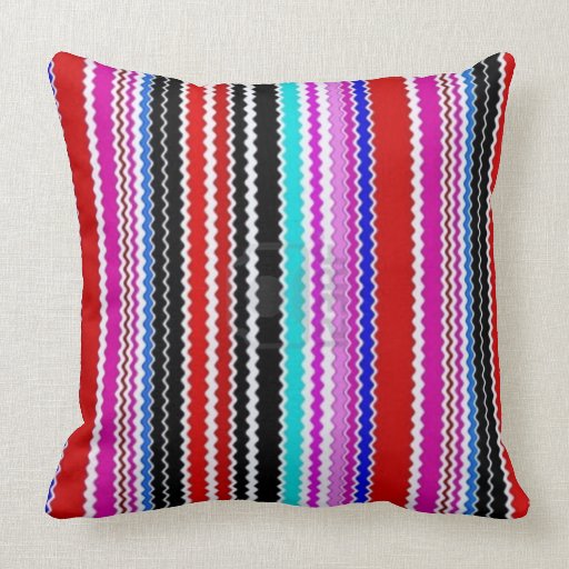 Multi Colored Zigzag striped throw pillow Zazzle