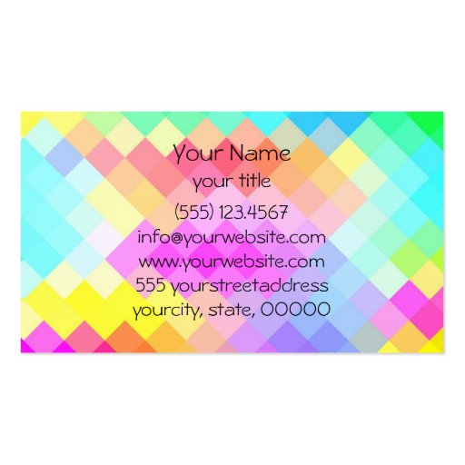 Multi Colors Diamond Seamless Pattern Business Card (back side)