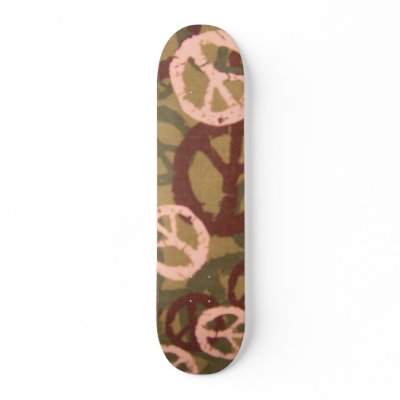 Multi Colors Peace Signs/Camo Look Skateboard by pammys