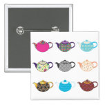 Multi-coloured Tea Kettles Pinback Buttons