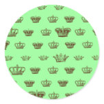 Multi Crown design - choose bkgd color Round Stickers