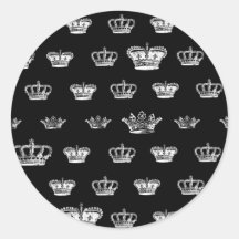 Multi Crown design - choose bkgd color Round Stickers