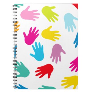 Multi Cultural Colorful Hands Spiral Note Book