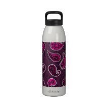 Multi Dimensional Paisley Pattern In Pink Reusable Water Bottles