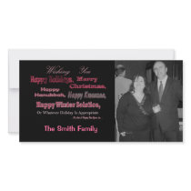 Multi Holiday Red on Black Personalized Photo Card