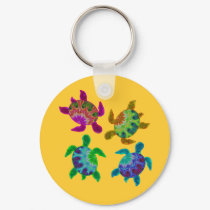 Multi Painted Turtles Keychain