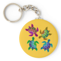 Multi Painted Turtles Keychain