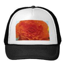 Multi-Petaled Round Orange Flower flowers Mesh Hats