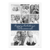 Multi Photo Collage Holiday Photocard - Navy /Blue Announcements