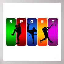 Multicolor Baseball Emblem Poster