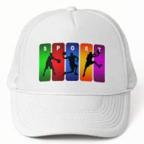 Multicolor Basketball Emblem Trucker Hat