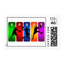 Multicolor Basketball Emblem Postage Stamp