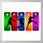 Multicolor Basketball Emblem Poster