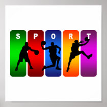 Multicolor Basketball Emblem Poster