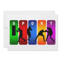 Multicolor Boxing Emblem Personalized Invitations