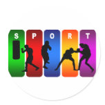 Multicolor Boxing Emblem Round Stickers