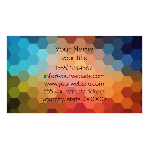 Multicolor Chevron Hexagonal Pattern 3 Business Card (back side)