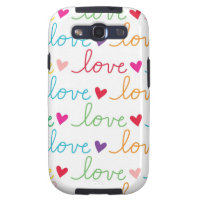 Multicolor Cursive Love Hearts Samsung Galaxy SIII Cover