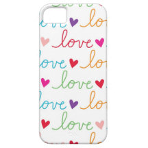 Multicolor Cursive Love Hearts iPhone 5 Cases