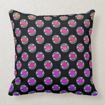 Multicolor Dots Chrome on Black Pillows