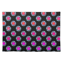 Multicolor Dots Chrome on Black Place Mat