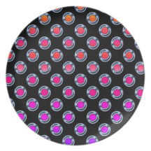 Multicolor Dots Chrome on Black Plates