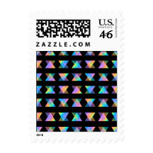 Multicolor Geometric Pattern on Black. Postage Stamp