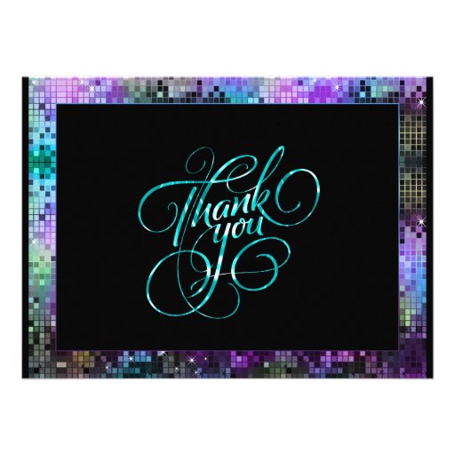Multicolor Glitter And Sparkles Thank You Card