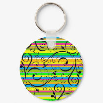 Multicolor Green Striped Flourish keychains by JuJuGarden Multicolor Green Striped Flourish keychains