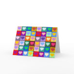 Multicolor Heart Squares Greeting Card